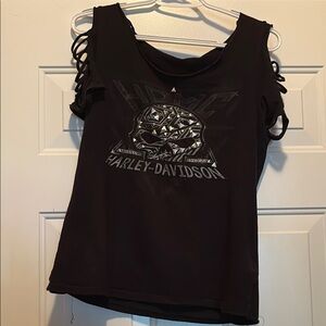 Harley-Davidson Black Short string sleeves Tee